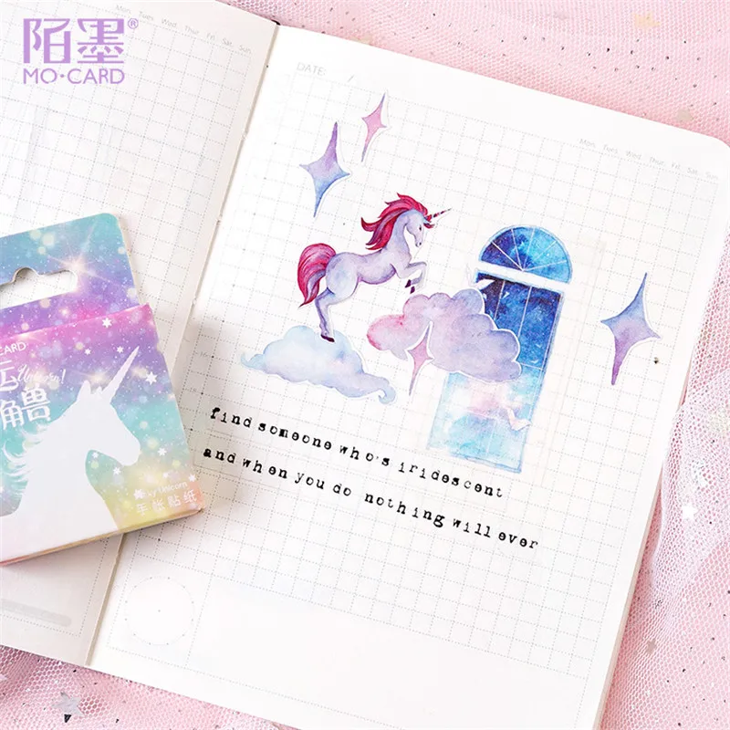 

1pcs kawaii whasi tape decorada cute Unicorn pattern journal stickers scrapbooking school stationery supplies