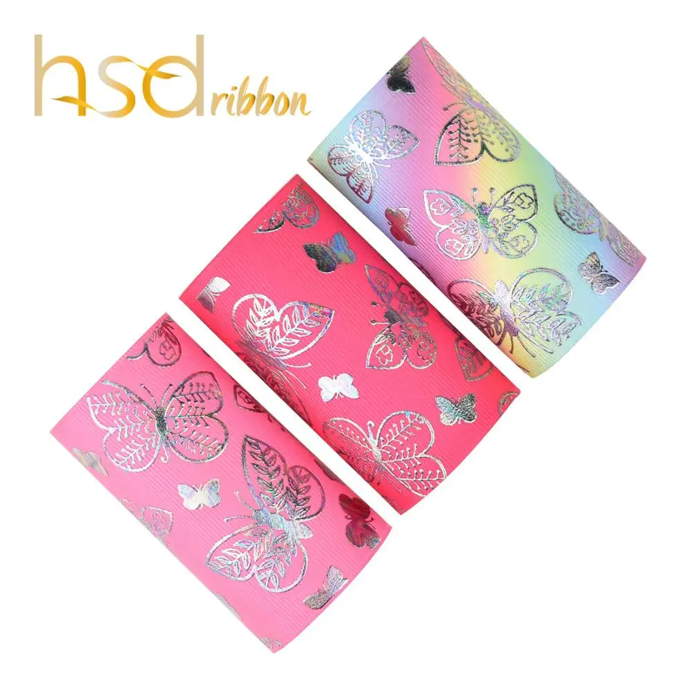 

HSDRibbon 75MM 3 inch Butterfly Foil Printed on HT and Solid Grosgrain Ribbon