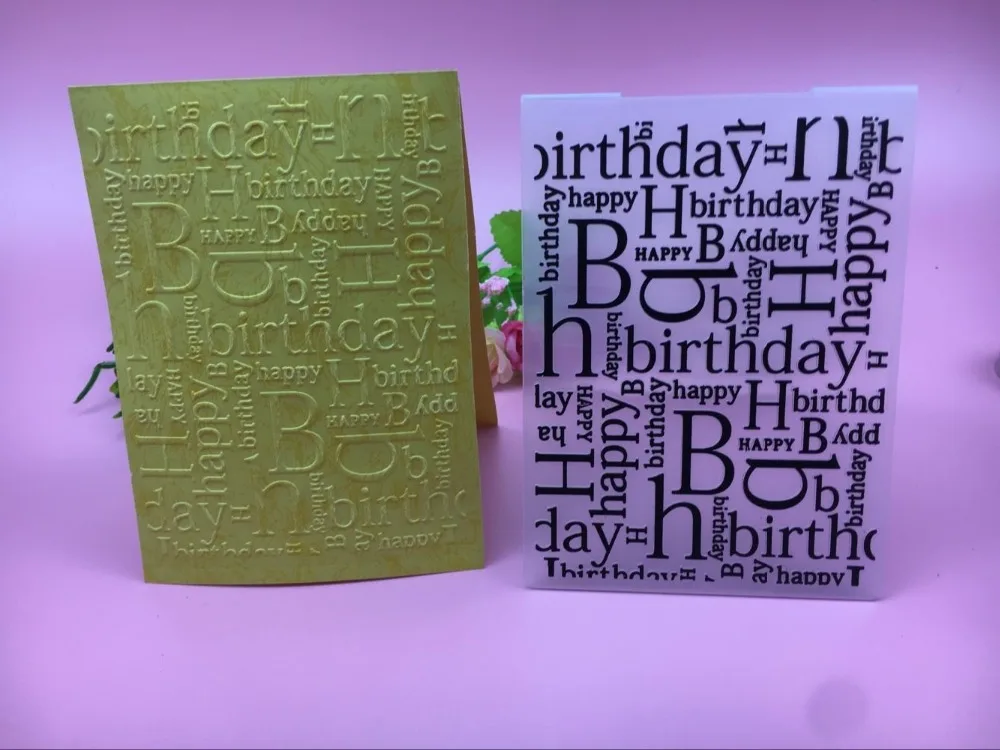 

Happy birthday Embossing Folder For Scrapbook DIY Album Card Tool Plastic Template