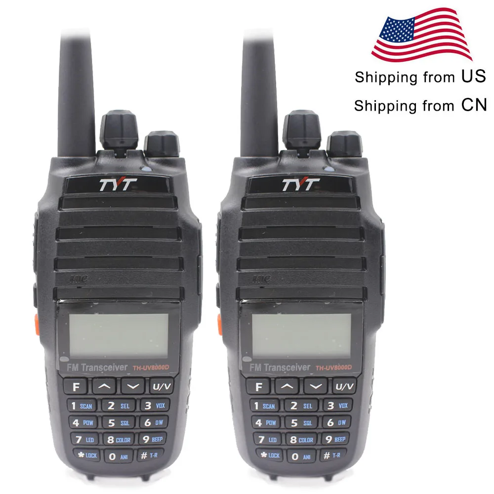 

2PCS TYT TH-UV8000D 10W Dual band Handheld Transceiver with 3600MAH Battery 7.2V Walkie Talkie UV8000D
