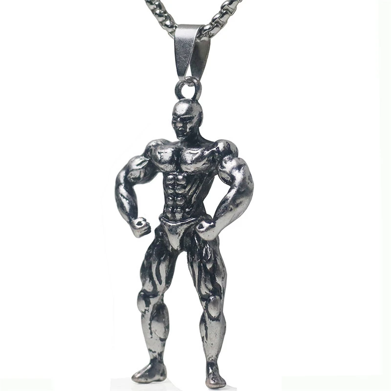 Davitu Seven Joe Strong Man Stainless Steel Pendant Necklace Personalized Sport Dumbbell Weight Lifting Charm Gym Jewelry Necklace Metal Color: 14 Davitu Seven Joe Strong Man Stainless Steel Pendant Necklace Personalized Sport Dumbbell Weight Lifting Charm Gym Jewelry Necklace Metal Color: 14