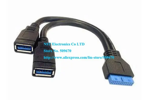 

NCHTEK 2 Ports USB 3.0 Female to Motherboard 20-Pin Super-Speed Adapter Converter Cable/Free Shipping/1PCS