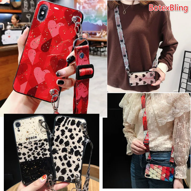 

For iphone xs max cvase luxury glitter leopard wave point Crossbody Phone case bag for iphone 7 case 6 6s 8 7 plus 8plus cases