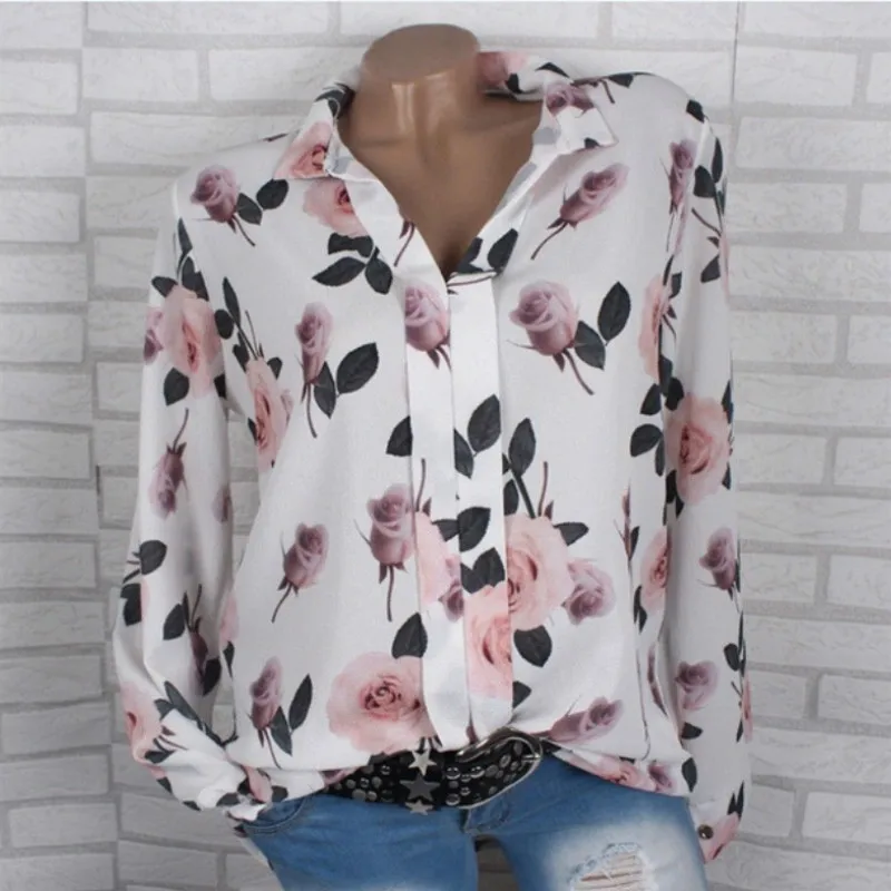 Women Blouses 2019 Fashion Long Sleeve Turn Down Collar