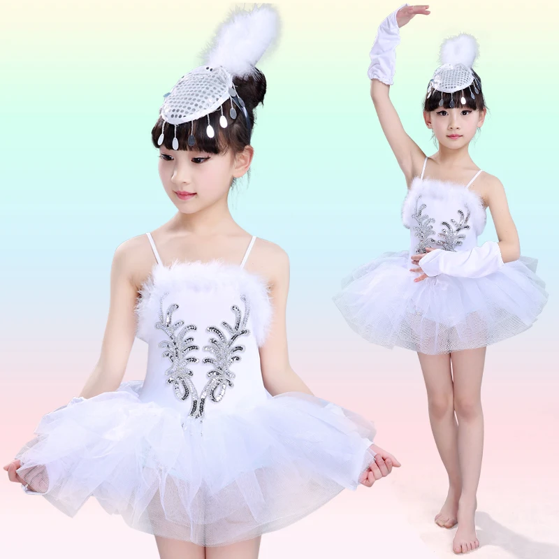 5pcs/lot Free Shipping White Ballet Dance Costumes for Kids Children