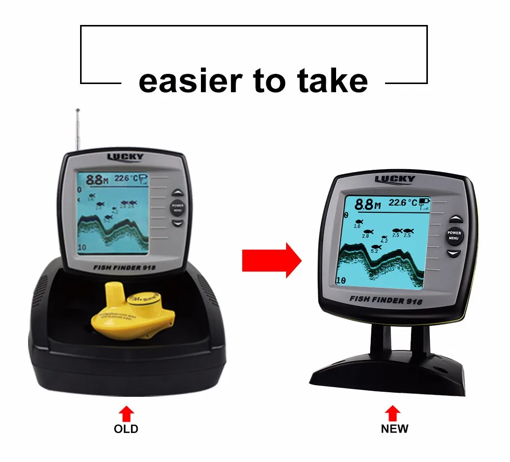 Счастливая сонар эхолот 2-в-1 проводной и Беспроводной эхолот 540ft/180 м глубины рыбы детектор монитор FF918-180W