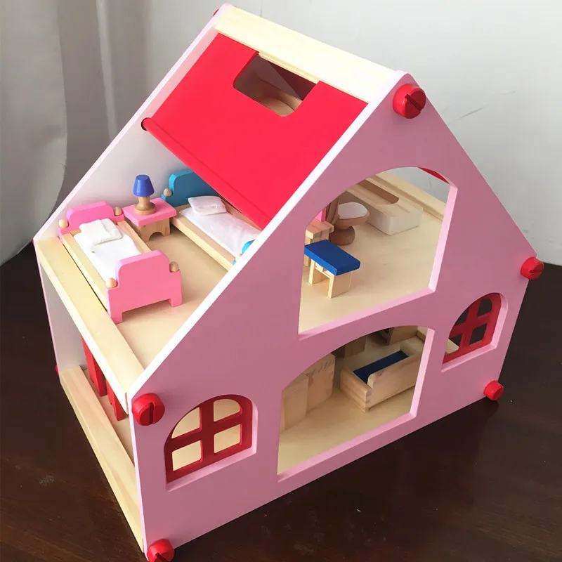 DIY кукольный домик с миниатюрная мебель Наборы Для Куклы kawaii собраны деревянный кукольный игра понарошку в дом игры головоломки игрушки для детей, подарки - Цвет: Черный