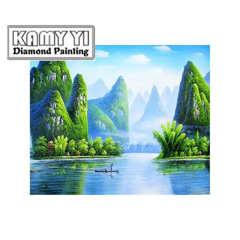 100% полная 5D Diy квадратная/круглая картина Daimond Valley boat 3D Алмазная живопись Стразы