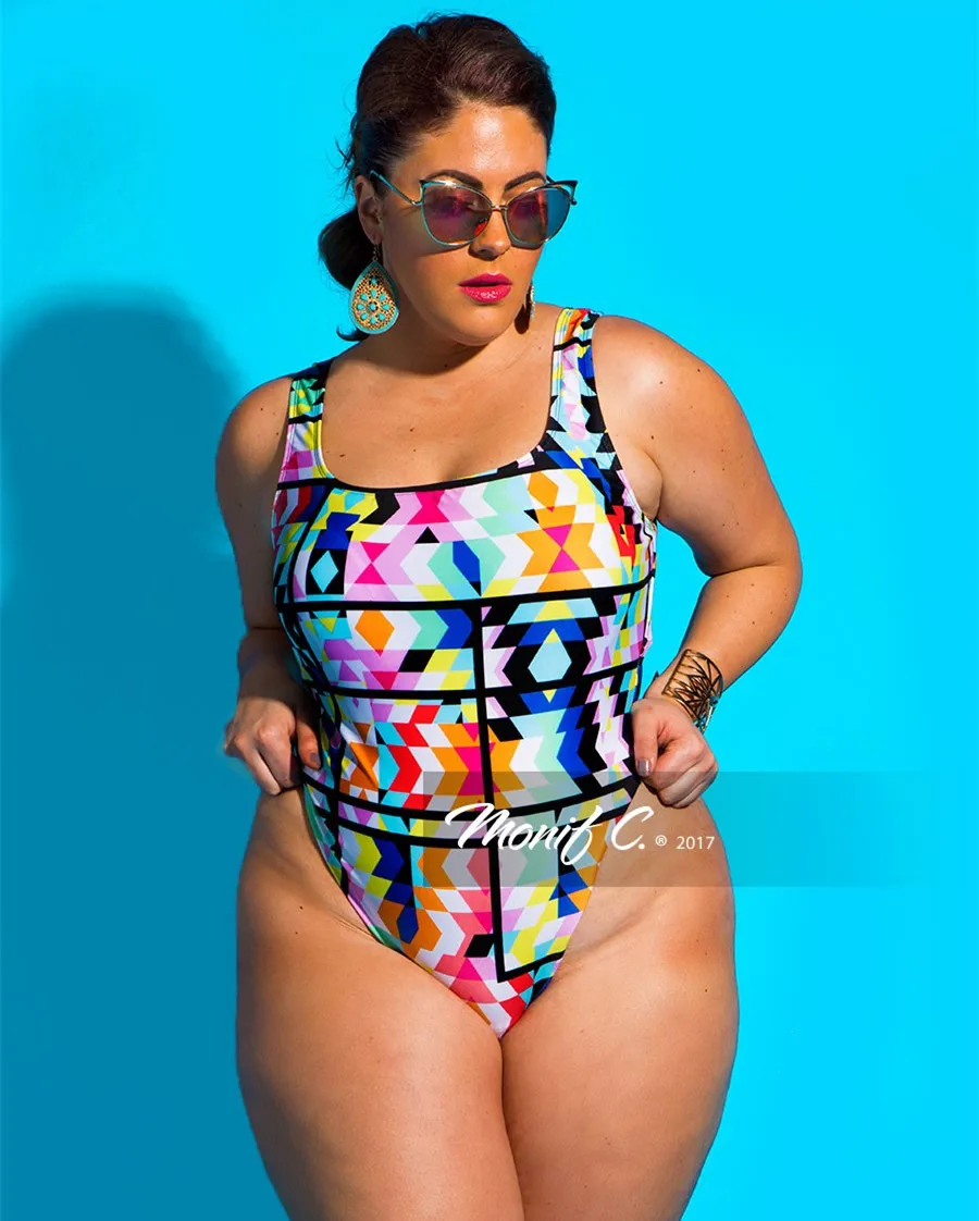 

3XL 4XL Plus Size Swimwear 2017 Women Push Up One Piece Swimsuit High Waist Bathing Suit Bandage Sexy Vintage Retro Beachwear