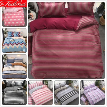 

Red Purple Stripe Duvet Cover Bedding Set Adult Couple Kids Girl Soft Cotton Bed Linens Single Twin Full Double Queen King Size