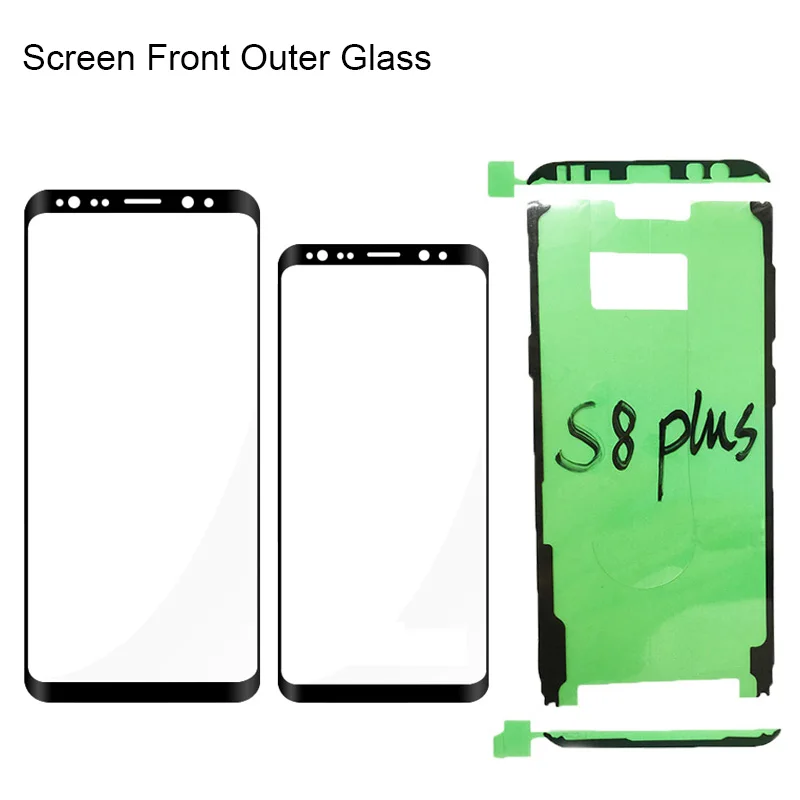 

10Pcs S8 Plus Screen Front Outer Glass For Samsung S10 S9 Plus Repair Parts LCD Lens Glass Sheet With Frame Sticker