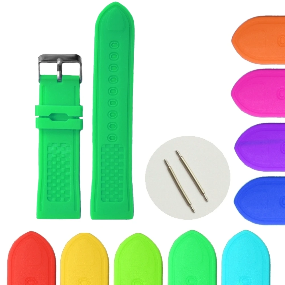 24mm Fancy Cyan Color Silicone Jelly Rubber Ladies Watch Band Straps