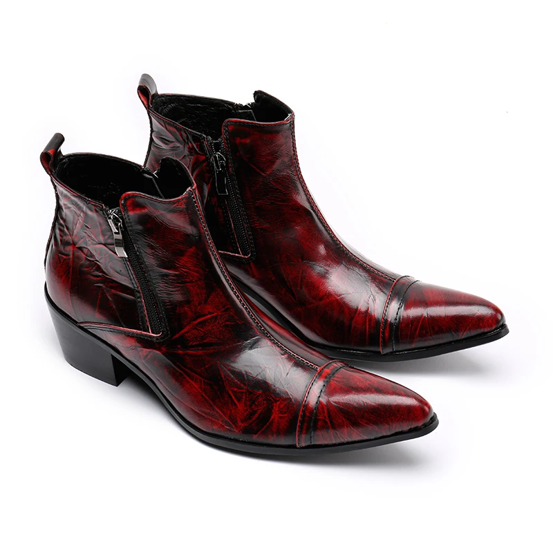 Zobairou/chaussure homme; итальянские ботинки; Мужская зимняя обувь в классическом стиле; военные ботинки; цвет винный, красный; водонепроницаемые ботинки; botas hombre