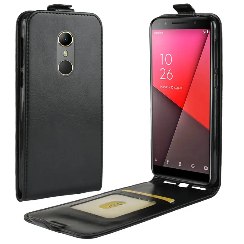 Custodia Portafoglio In Pelle PU Scamosciata Per Vodafone Smart N9 - Flip Cover Magnetica Con Slot E Supporto, Nero
