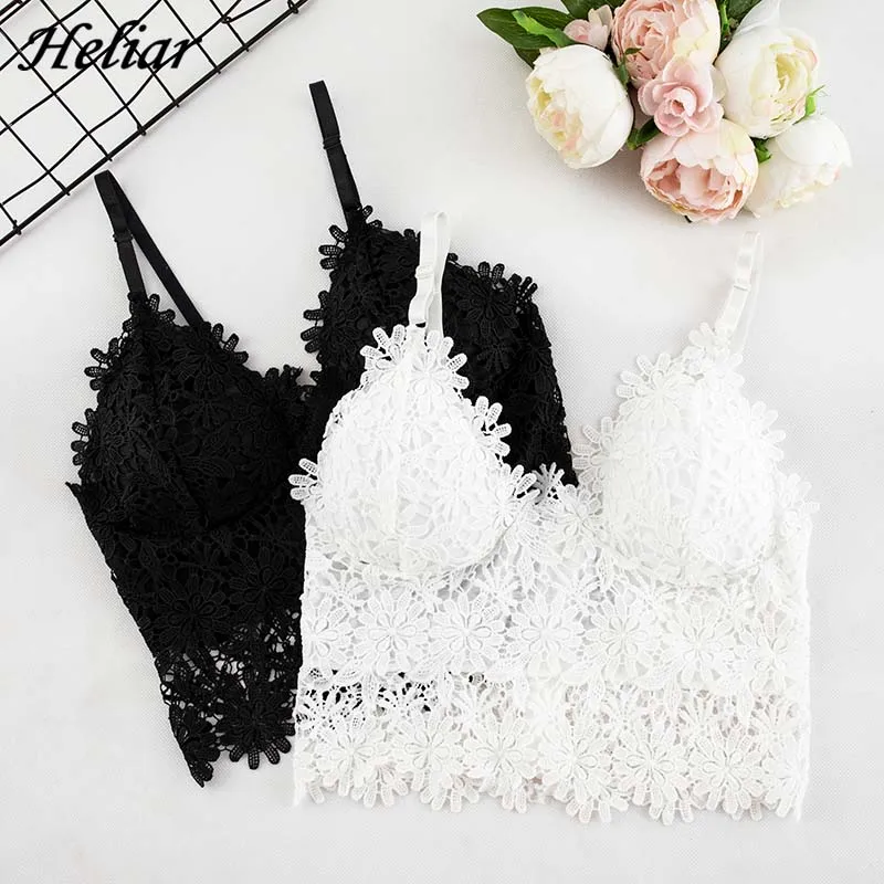 HELIAR кроп Топы женские Твердые спагетти Camis мелкий Топ кружевной кроп Топ Горячие танки спагетти Camisole женский сексуальный бюстгальтер