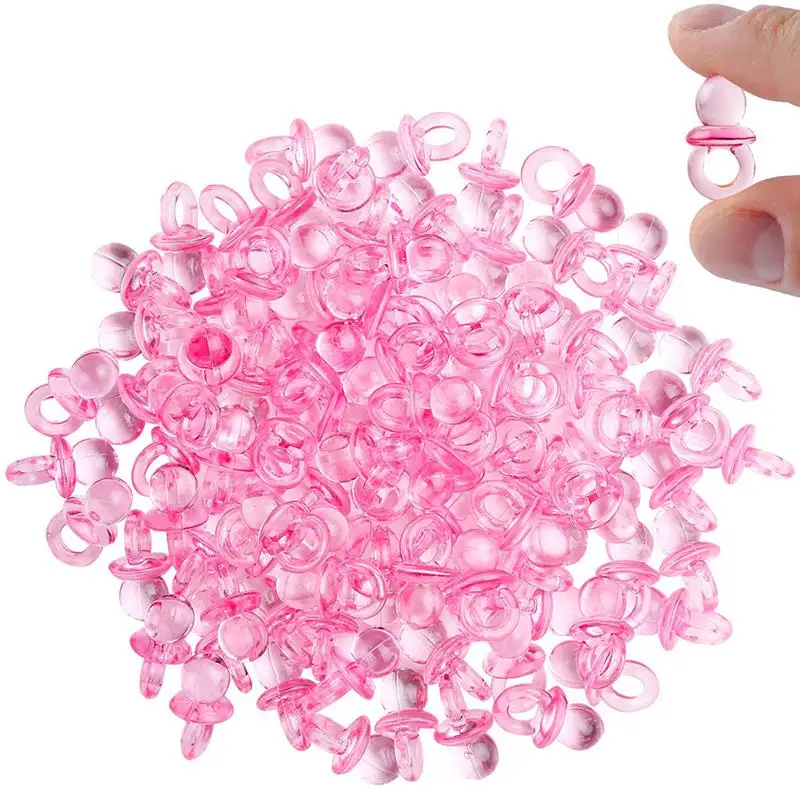 

50pcs 2.1cm Mini Pacifiers Clear Acrylic Ornaments Loose Spacer Pacifier Pendant Charms Baby Shower Party Favors Wedding Decor