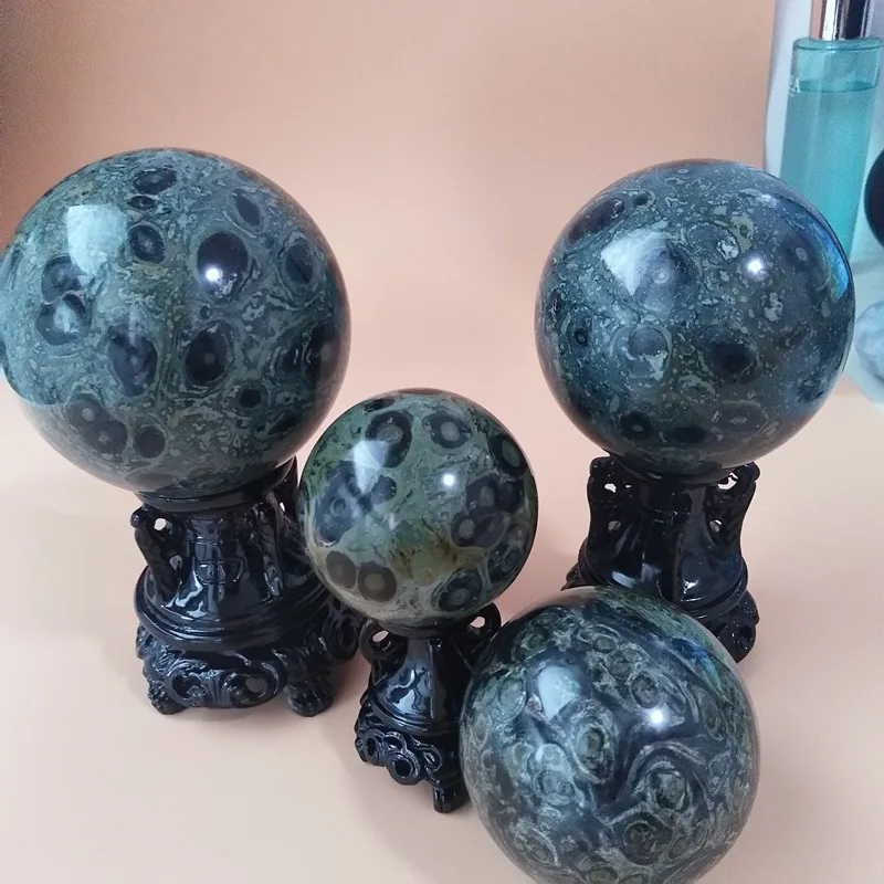  6/7/8/9CM Natural green peacock stone crystal ball stone beautiful home decorative balls desk feng 