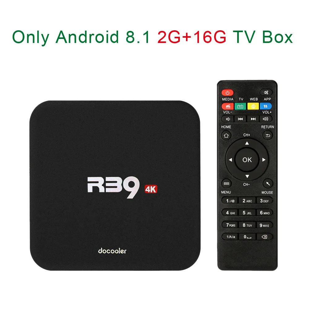 Android ТВ приставка docooler R39 Android 8,1 приставка RK3229 четырехъядерный UHD 4K 2 ГБ/16 Гб WiFi H265 HD медиаплеер Смарт ТВ приставка - Цвет: 2G 16G TV BOX ONLY