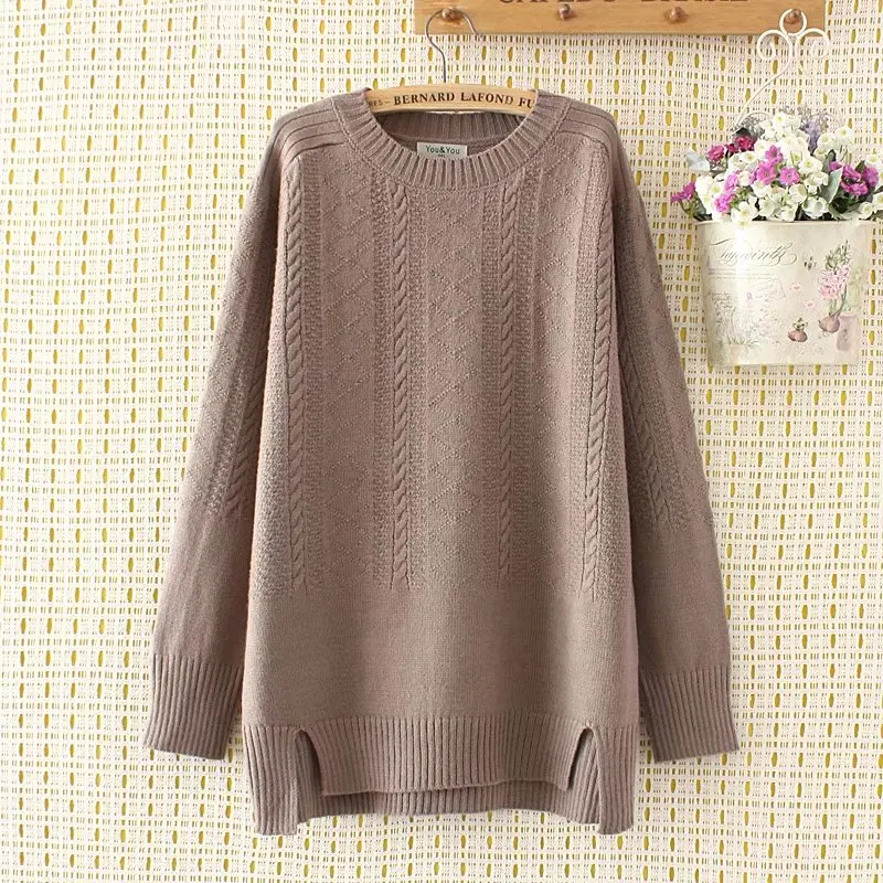 plus size winter women pullovers Criss-Cross sweater 2017 Knitted casual ladies oversize sweater wool female 4XL khaki pink