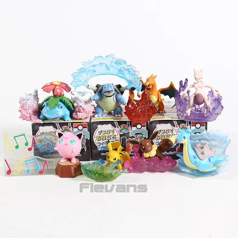 Anime XY Eevee Charizard Venusaur Blastoise Mewtwo Jigglypuff Lapras Mini PVC Figures Collctible Toys 8pcs/set