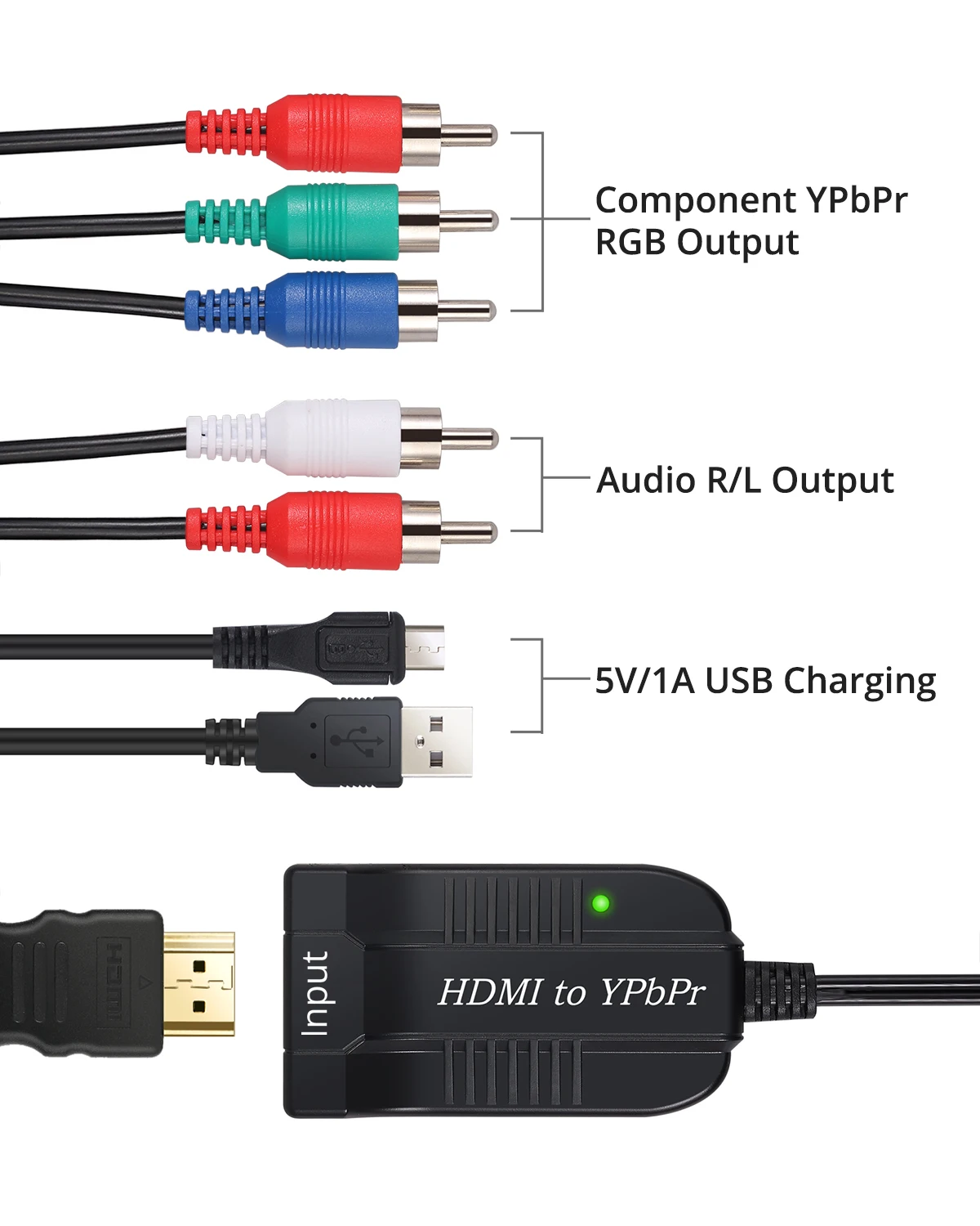 Najtaniej Konwerter HDMI na YPbPr konwerter HDMI na 1080P komponent wideo YPbPr męski konwerter 5RCA RGB z wyjściem Audio R L