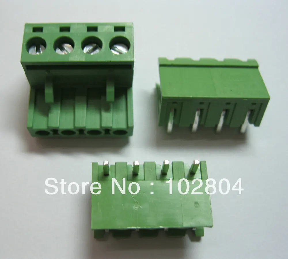 

10 Pcs Pitch 5.08mm Angle 4way/pin Screw Terminal Block Connector Green Color L Pluggable Type