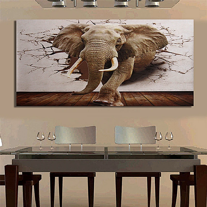 JX-LCLYL  3D Huge Silk Elephant Wall Sticker Mural Roll Modern Wall Background Home Decor