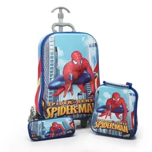 3 Pcs/ensemble enfants anime Voyage Bagages spiderman 3D stéréo boîte de tige de Traction de bande dessinée enfant crayon boîte enfants valise cadeau D’embarquement boîte