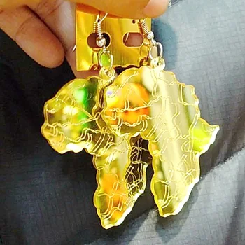 

Big Hip Hop Sharp shinning Africa Map Dangle Earrings Fashion Jewelry for Woman