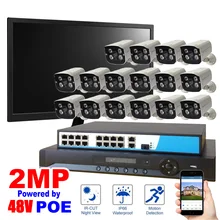 16CH Security System 1080P POE Camera System 17′ LCD Display+16CH NVR+16CH PoE Switch+2MP POE IP Camera Night Vision Waterproof