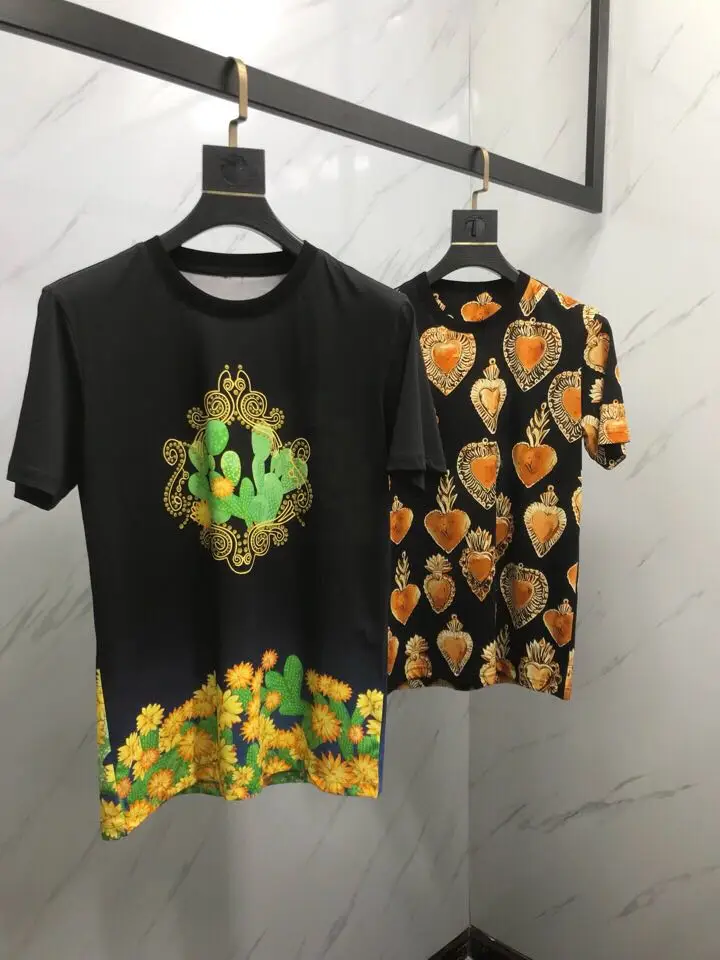 

YBH06530 Fashion Men's Tops & Tees 2019 Runway Luxury famous European Design Short Print party style T-Shirts Men's Clothing