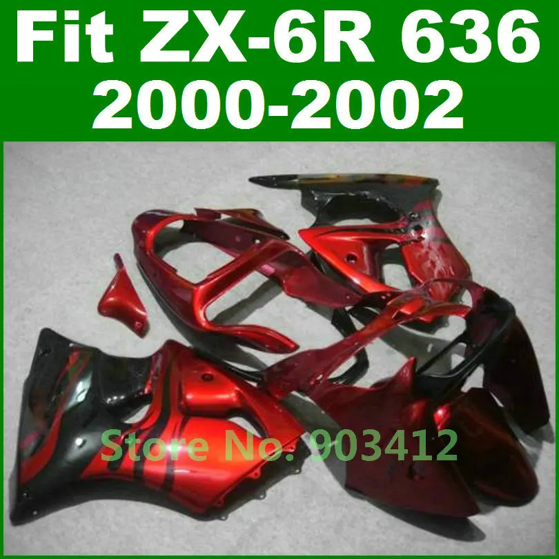 

Fit for Kawasaki Ninja 636 00 01 02 red black zx6r fairing kit 2000 2001 2002 road racing motorcycle bodywork kits MH65