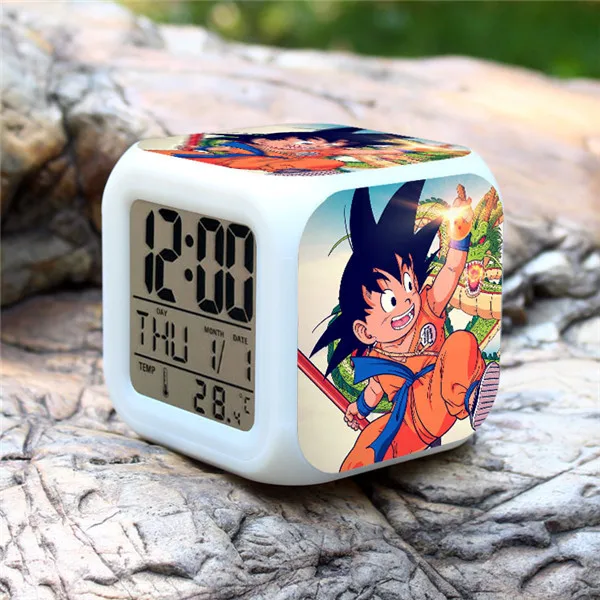 Dragon Ball Z серии LED 7 цветов вспышки света цифровой будильник Дети Часы Фигурки игрушки для детей