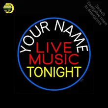Пользовательские красный живая музыка желтый сегодня неоновая вывеска бренд реального стеклянная трубка Пивной бар Паб Клуб магазин свет знаков на заказ название Дизайн