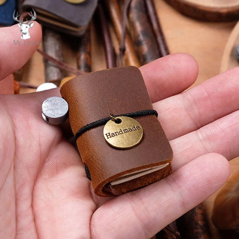 Cute Handmade Genuine Leather Mini font b Notebook b font Travel Schedule Diary Weekly Daily Planner