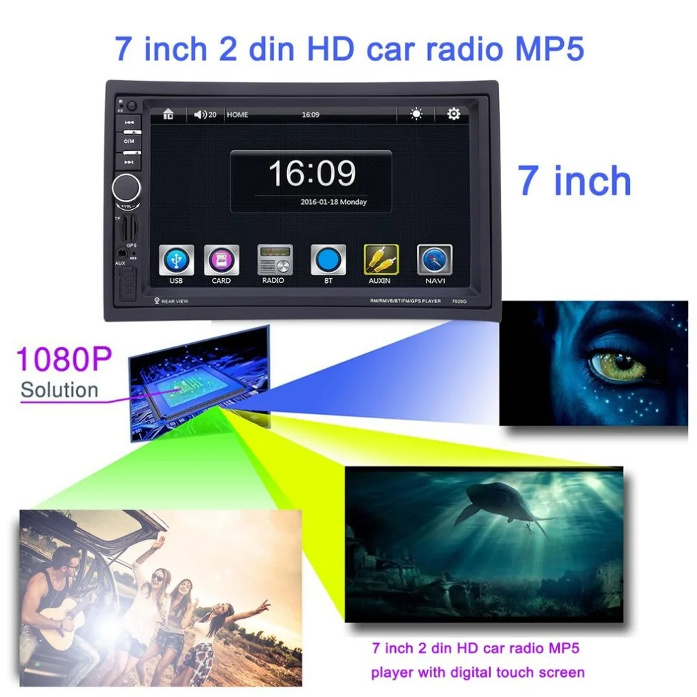 

Universal Design 7 Inch Digital Touch Screen 2 Din HD Car Radio MP5 Player Bluetooth GPS Navigation Car Multimedia Player