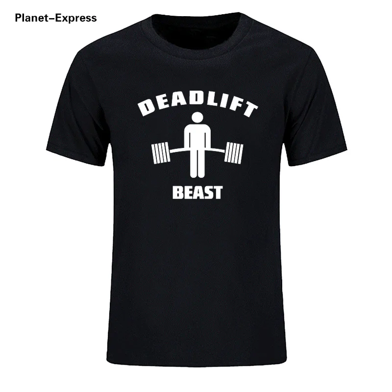 الاثقال تي شيرت Deadlift الرجال القطن قصير كم T قميص الصيف عارضة س الرقبة ملابس علوية من القطن المحملات زائد حجم XS-XXXL