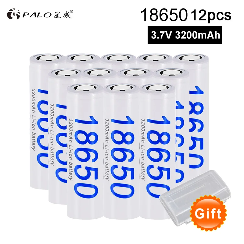 Palo 18650 литиевая аккумуляторная батарея 3200mAh 3-24pcs Оригинальные Литий-ионные батареи для Panasonic фонарик электронные сигареты - Цвет: 12 pcs