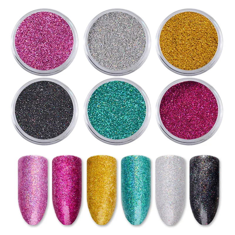 

6pcs/pack nail art glitter powder super fine red green black pigment dust DIY 3D manicure shimmer nail powder MZ033