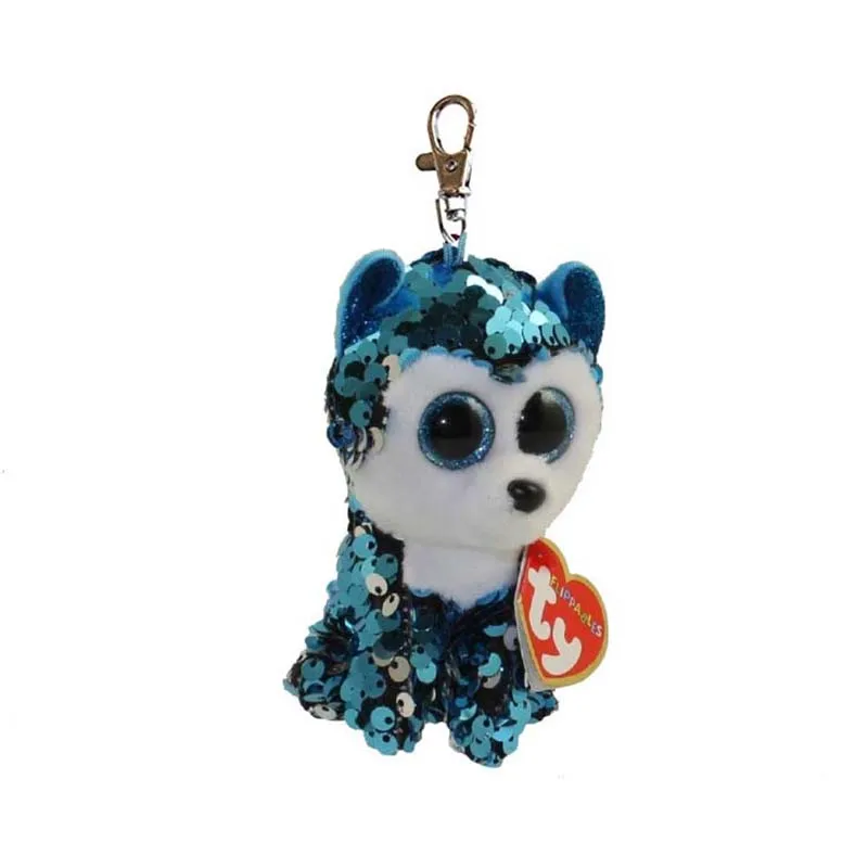 

Ty Sequins Flippables 3" 10cm Slush the Husky Clip Dog Alpaca Owl Cat Plush Regular Soft Stuffed Animal Dog Collection Doll Toy