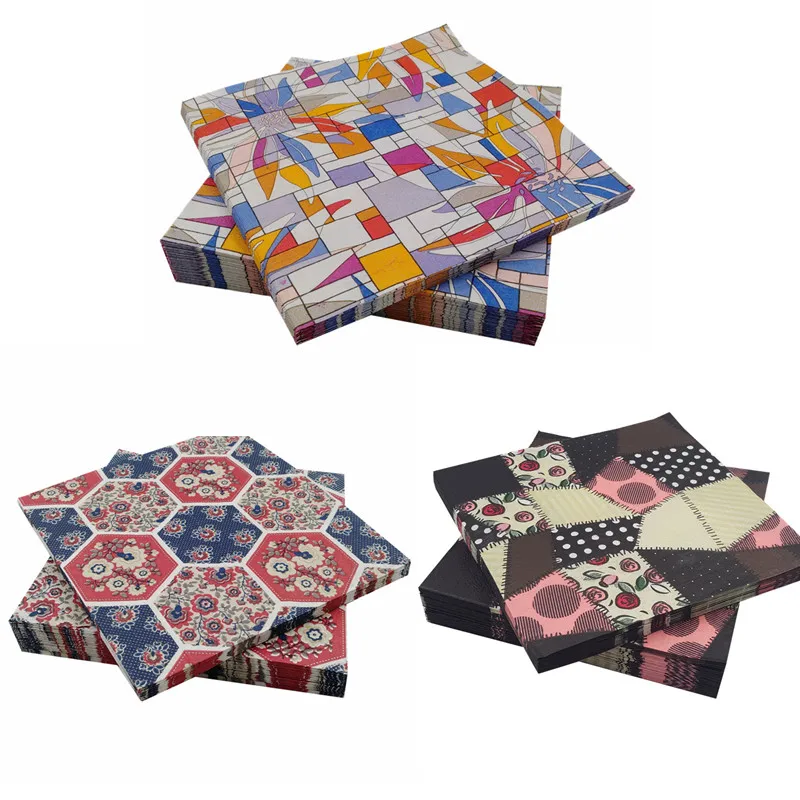 

50 vintage table napkins paper tissue printed cute patterns decoupage hotel home wedding party decor serviettes decor towel