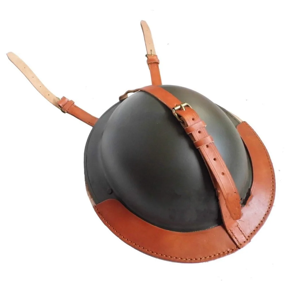 

WWII WW2 UK ARMY MK2 BRITISH TOMMY ARMY HELMET WITH LEATHER HELMET COVER