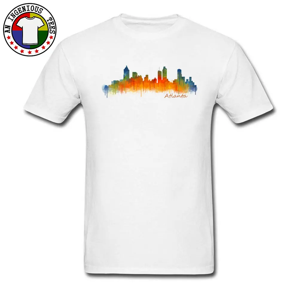 Street T-shirts 2018 Discount O Neck Atlanta City Skyline Hq v2 100% Cotton Men Tops Shirts Design Short Sleeve Tops Shirts Atlanta City Skyline Hq v2 white