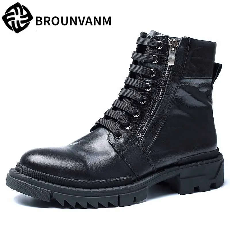 

Men Martin Boots British high top shoes outdoor army boots autumn winter all-match cowhide breathable men's Chelsea boots thick