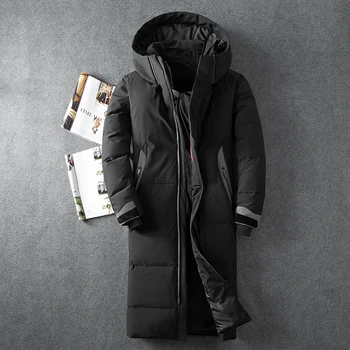 

New Winter X-long coat men Fashion Brand men's down jacket thick warm white duck down jacket men windbreaker overcoat