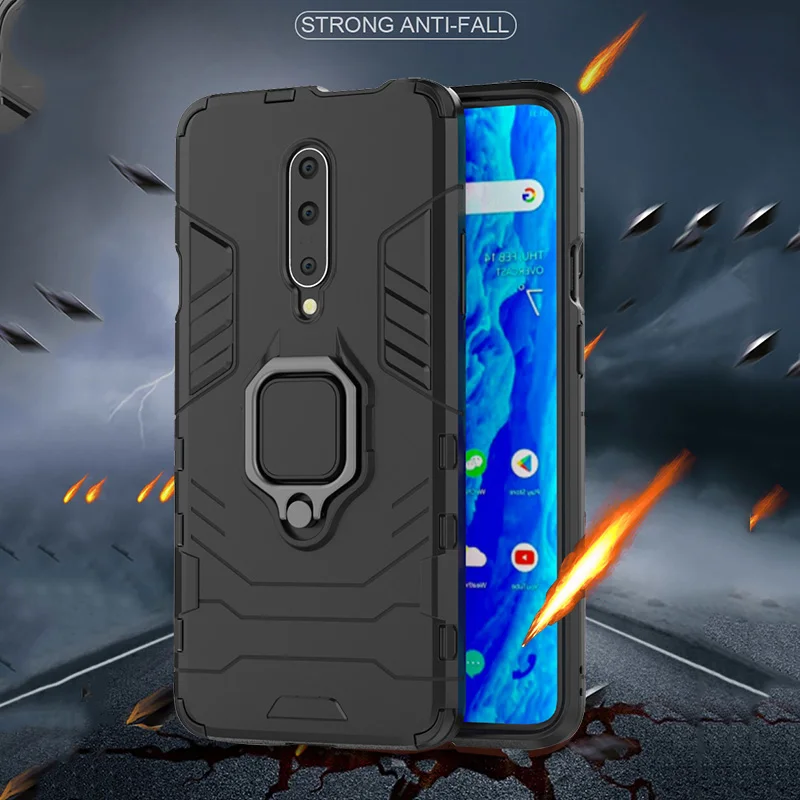 درع حافظة الخاتم ل oneplus 7 برو حالة المغناطيسي سيارة عقد للصدمات لينة الوفير عودة الهاتف غطاء ل oneplus 7 برو حالة