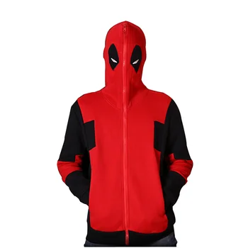 

Cartoon Marvel anime clothes COS X- Men's Deadpool Cotton hooded zipper hip hop Hoodies&Sweatshirts cosplay clothing