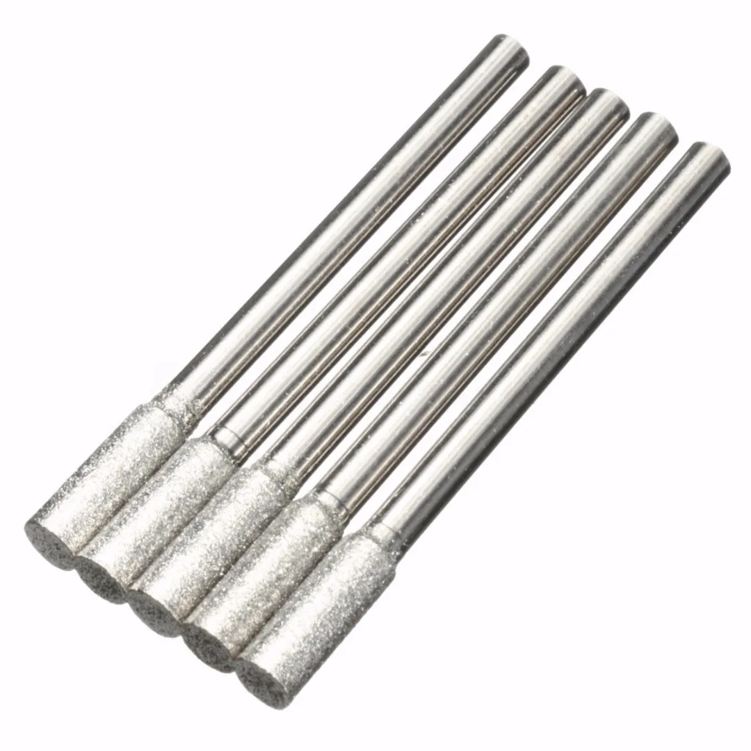 5pcs/set  New Diamond Grinding Burr Drill Bits 4mm Grinding Diameter For Rotary Tool