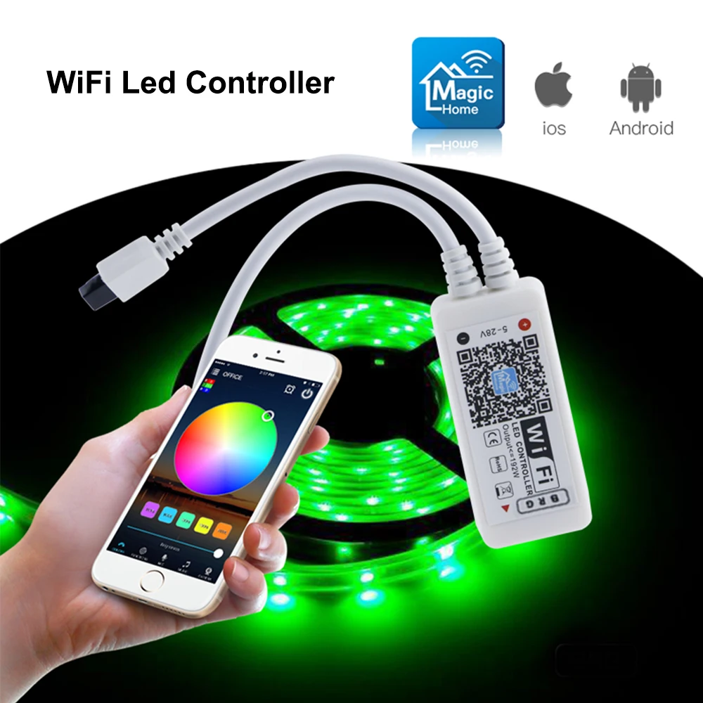 16 миллионов цветов Wifi RGB/RGBW led контроллер управление смартфоном Режим музыки и