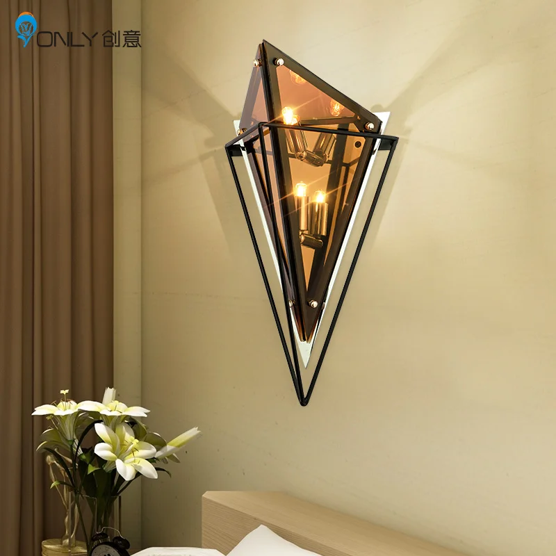 

Nordic, post-modern style, personality, living room, diamond shaped lamp, bedroom bedside table, diamond wall lamp.